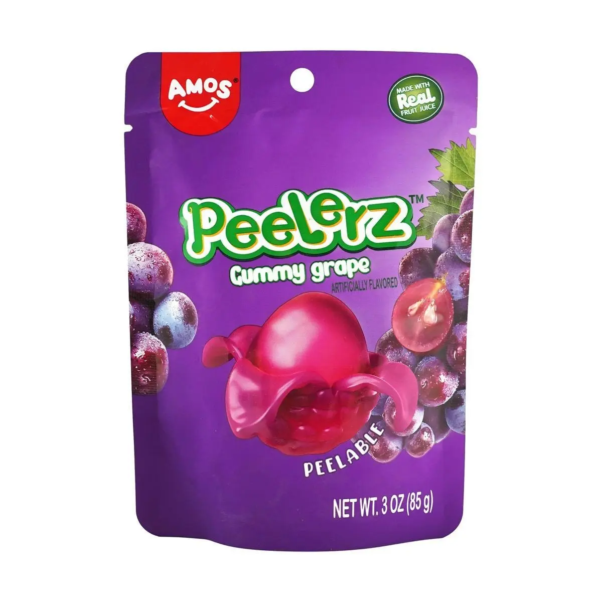 Amos Sweets 2D Grape Gummy Candy - Real Fruit Juice, Soft & Chewy, 85g Pack Amos Sweets 2D Grape Gummy Candy - Real Fruit Juice, Soft & Chewy, 85g Pack