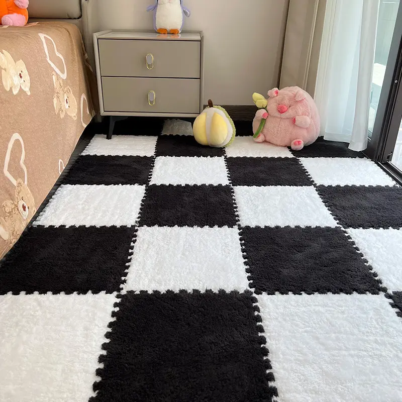 24 pieces thick plush patchwork carpet - suitable for bedroom, cloakroom, living room bay window, pet bed, rental house, and home floor. Washable and cuttable. Home Decor Rugs