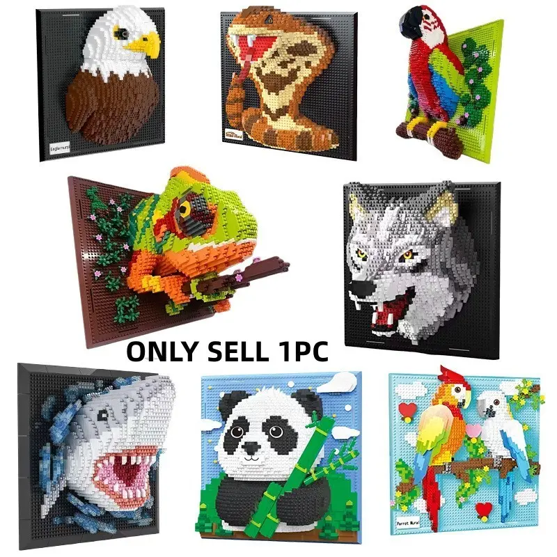 1518+ Pcs Adult 3D Wall Art Animal Building Block Set, MOC Blocks, ABS Material, Creative Toy Gift, Stress Relief