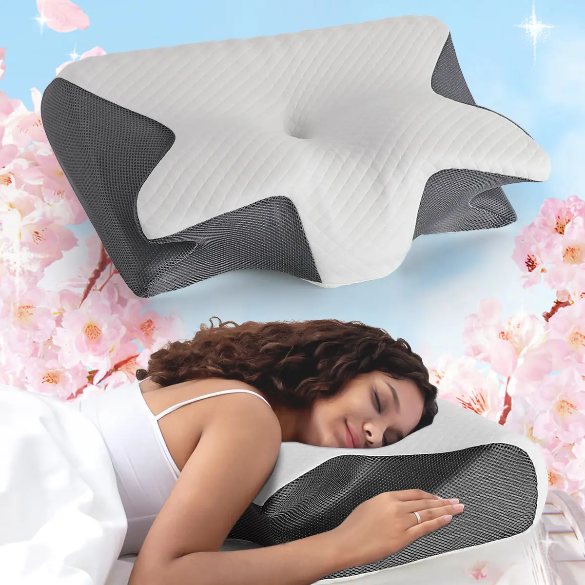 Ergonomic Supportive Memory Foam Neck Pillow for Side Sleeper, Relieves Pain & Pressure, Ideal Gift for Thanksgiving, Single Pack