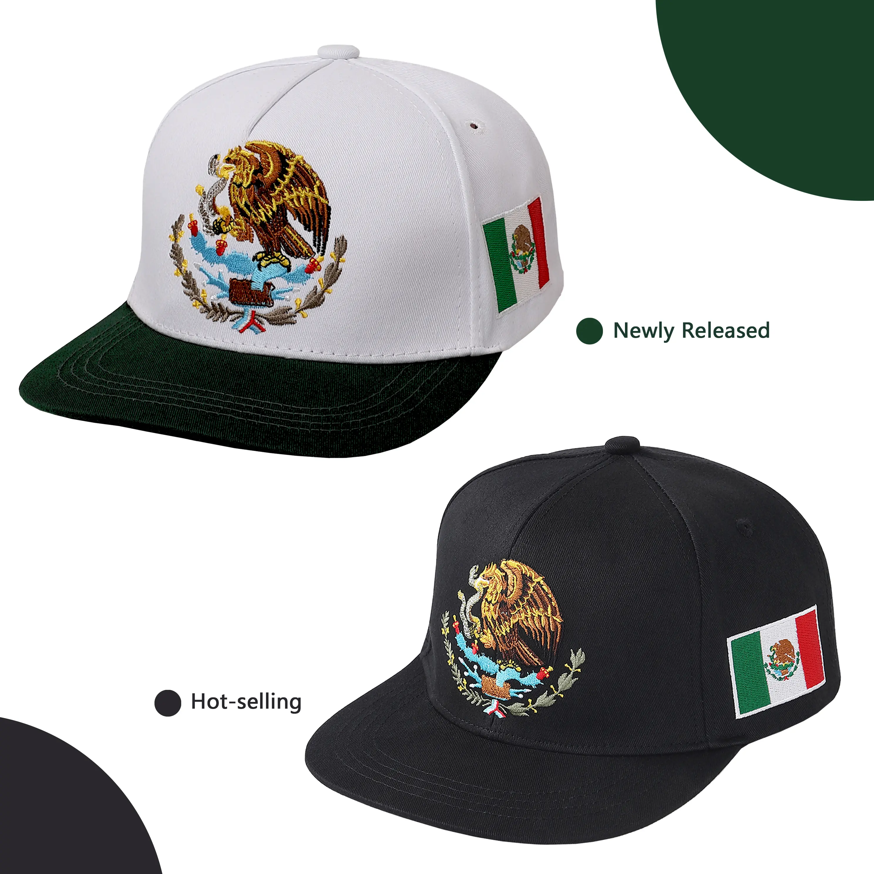 Mexican National Emblem Flatbill Snapback Cap - Mexican Pride, Gorra Mexicana, Soccer Fan Streetwear, Unisex Fit |  Cinco de Mayo, Mexican Independence Day & Hispanic Heritage Month