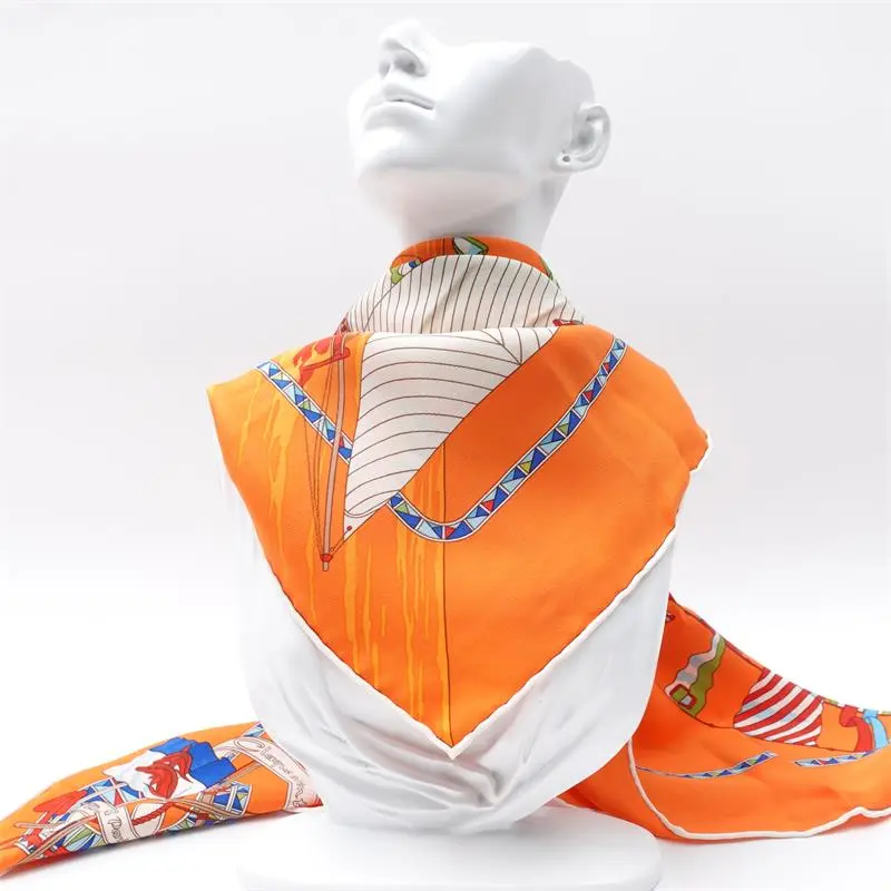 Pre-owned Hermes Orange Silk Scarf T ZY0000104398