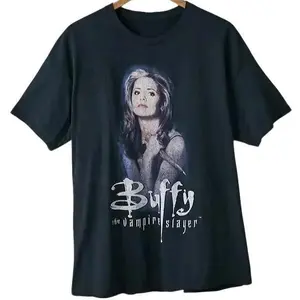 90s Black Buffy The Vampire Slayer T-Shirt basic black graphic tee