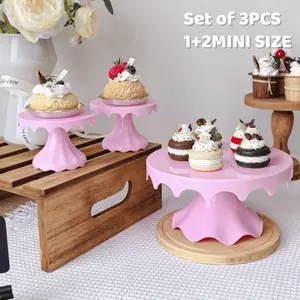 Cake Stand Set Of 3, Plastic Cupcake Holders For Dessert Table, Round Dessert Stands For Party,Wedding,Birthday,Celebration,Anniversary