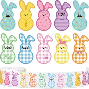 500PCS/Roll Easter Gift Stickers 9 Designs Cute Colored Rabbit Stickers Easter Egg Decorative Self-Adhesive Stickers Party Decoration Supplies