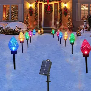 Solar Christmas Lights for Outdoor Garden Colorful Bubble Lawn Stake Lamps for Holiday & Yard Decoration Energy-Saving Solar Powered LED Lights with Ground Insert Design