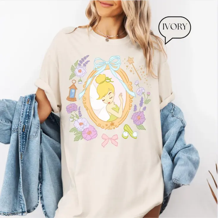 Vintage #Tinkerbell Floral Shirt, Princess #Tinkerbell shirt, FairyTale, Magic Kingdom shirt, #tinker 1