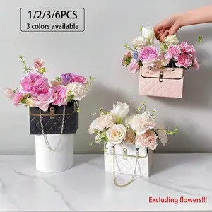 Gift Bag with Handle, Portable Flower Packaging, Foldable Bouquet Box, Illustration Box, Gift Box Design, Ideal for Weddings, Florist, Birthdays, Gifts, Candy Bags, Rose Gift Box