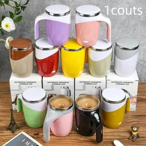 USB Rechargeable Automatic Stirring Mug Hands-Free Magnetic Stirring Travel Coffee Cup for Office and Car with Washable Stainless Steel Design