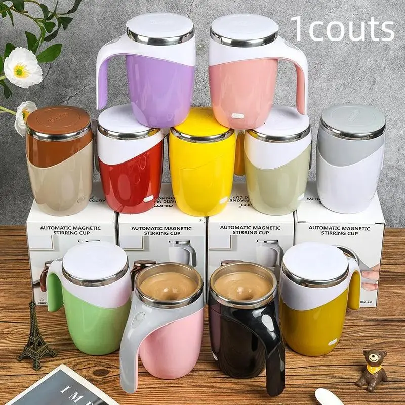 Stainless Steel Automatic Magnetic Stirring Coffee Mug, Travel Stirring Mug, USB Rechargeable Coffee Stirring Mug, Suitable for Making Coffee, One-touch Start Automatic Stirring to Free Hands Cup Drinkware Washable Reusable