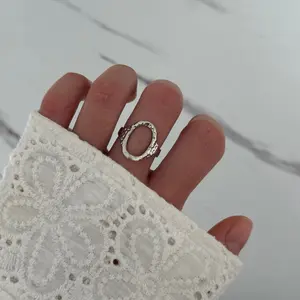 Retro Silver Women Casual Oval Ring