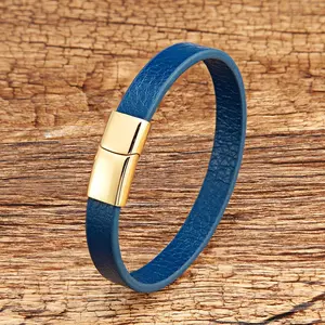 Blue Leather Bangle