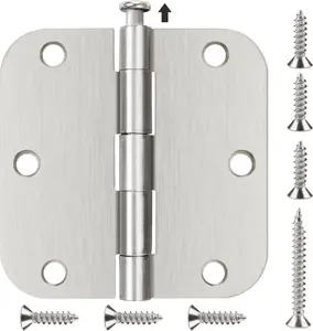 6 Pack Nickel Door Hinges Brushed Nickel 3-1/2 Interior Door Hinges Satin Nickel 3.5 Inch x 3.5"with 5/8"Radius Corners 3 " Bedroom Residential Doors for Hinges Flat Indoor Door Hinge Hardware