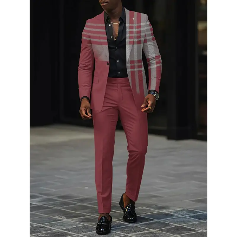 Trendy Fashion Small Suit for Men Spring and Autumn Versatile Blazer Men's High-end Suit with Long Pants Set Menswear Formal Workwear Trouser Wetsuit Checked wedding guest outfits Plaid