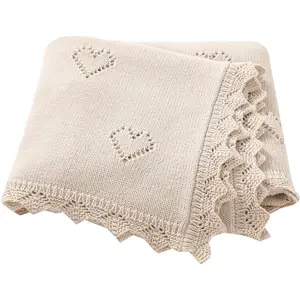 Baby Blanket Cotton Crochet Newborn Neutral Nursery Swaddling Blankets Soft Knitted Boys Girls Receiving Crib 30x40 Inch