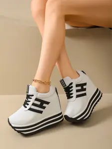 Women's Invisible Heel Lifters! Multi-Layer Platform Rubber Sole Dad Sneakers, Instantly Look Tall, High-Heeled Casual High Top Shoes, Perfect for Short Stature