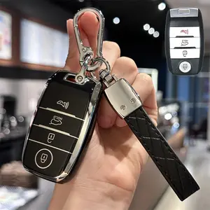 Car key case cover for Kia Soul Optima Forte Sportage Sorento Niro Rio remote control key chain with lanyard key cover