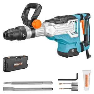 Berserker 1700W 25-Pound SDS-Max Demolition Jack Hammer, 1-9/16" 14-Amp Corded Electric Heavy Duty Demo Chipping Hammer Concrete/Pavement Breaker with Carrying Case Flat Chisel Bull Point Chisel hammer Portable Power Tool Impact