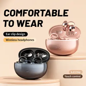Bluetooth clip on sports earphones, wireless 6.0 Bluetooth earphones, wear without damaging the ears, touch operation, soft and sweat proof, high-definition sound quality, suitable for sports and gaming gaming gaming earphones work ife