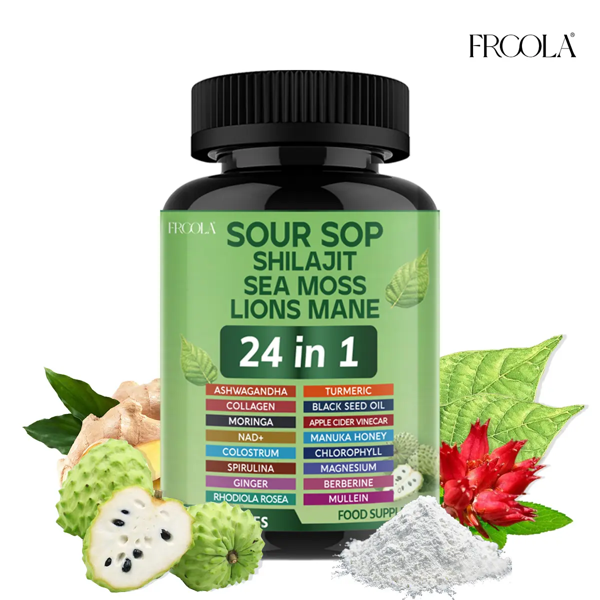Frcola Soursop 24 IN 1 Supplements-60 Capsules- Healthcare, Boost Immune, Vitamin