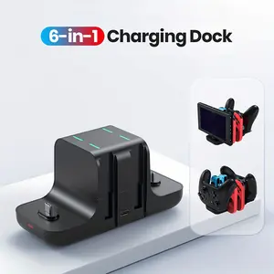 6-in-1 Fast Charging Dock Station for Switch & OLED Model & Lite with Charging Indicator and Type C Charging Cable