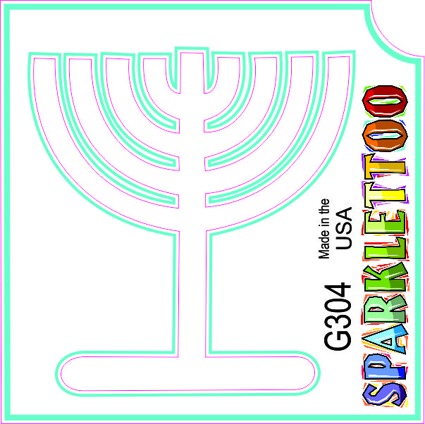 212 MAIN Menorah Design Glitter Tattoo Stencil Kit (G304-2 Ruby Red Paint) - 2-Ply, 1.5x2.3x2.3 in, FDA Safe, Sparkle Look, 100-Pack, for Men's Special Occasion Costumes & Accessories