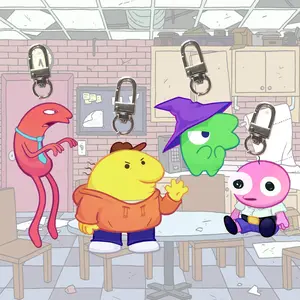 Smiling Friend Keychains, allan pim glep charlie smiling friend characters charm, cute keychain for bag, key, gift for friend