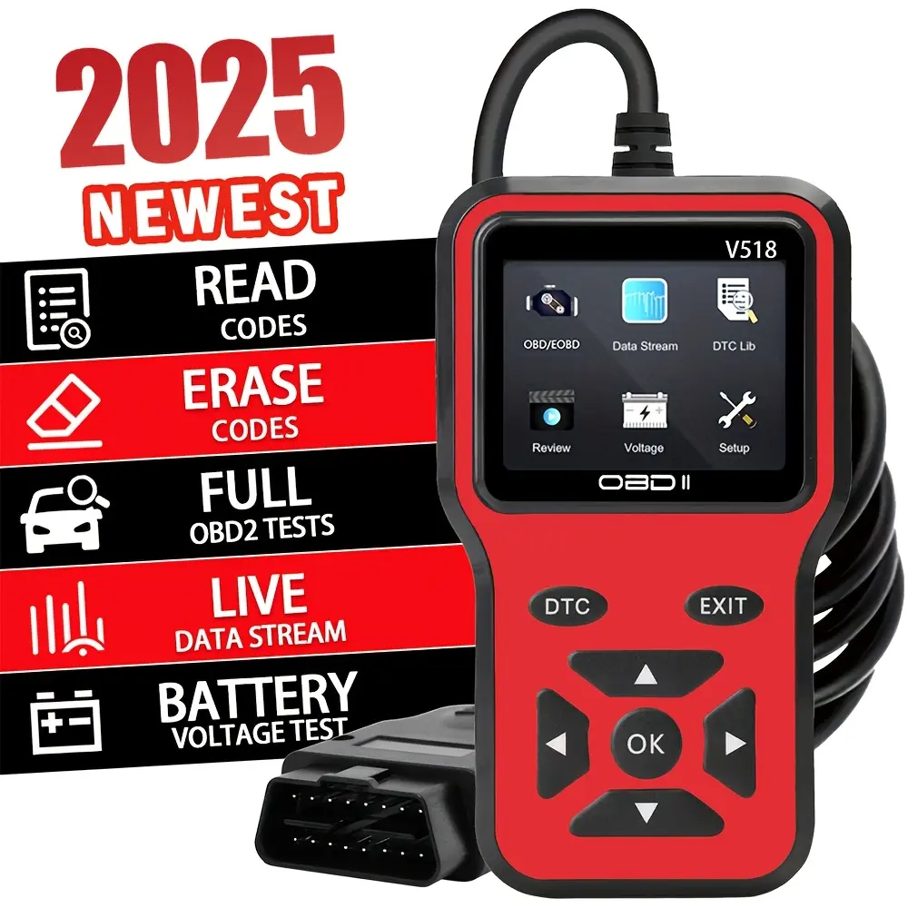 OBD2 Scanner V518- Instant Fault Code Reader and Voltage Check | OBDII/CAN Full System Diagnosis | 10 Second Fault Analysis