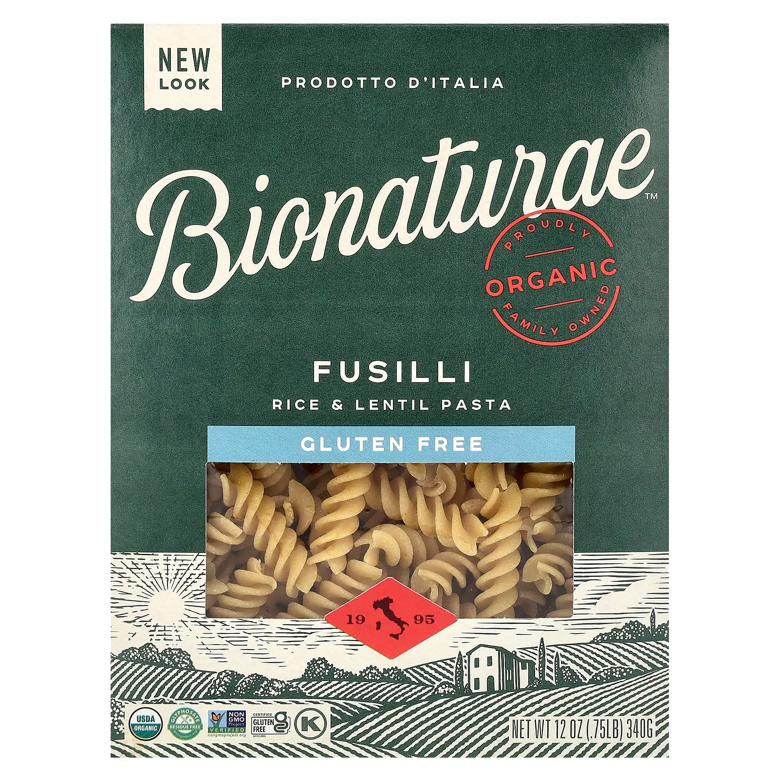 Bionaturae Gluten Free Rice & Lentil Pasta, Fusilli, 12 oz (340 g)
