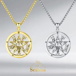 Sebina S925 Silver Tetragrammaton & Pentagram Necklace – Hecate Pendant Witchcraft Pagan Amulet, Holiday Gift For Her, Him, Men & Women