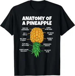 Anatomy Of A Pineapple Swinger Funny Men Women Couples T-Shirt Cotton Fabric