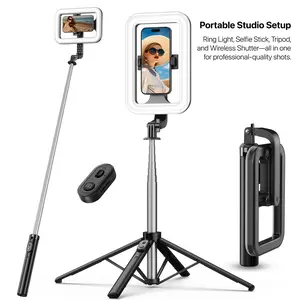 MyBat Pro Improved Selfie Stick With Fill Light, 72" Phone Tripod with Wireless Remote, Bluetooth Camera Video Recording for iPhone
