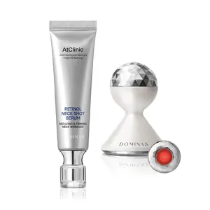 DOMINAS Neck Firming Duo - Korean Skincare Bundle with Retinol Neck Serum that Reduces Neck Pigmentation & Supports Wrinkle Treatment with Retinol, 5 Peptides and Vitamin C & LED Facial Toning Device for Wrinkle Reduction and Elasticity Improvement