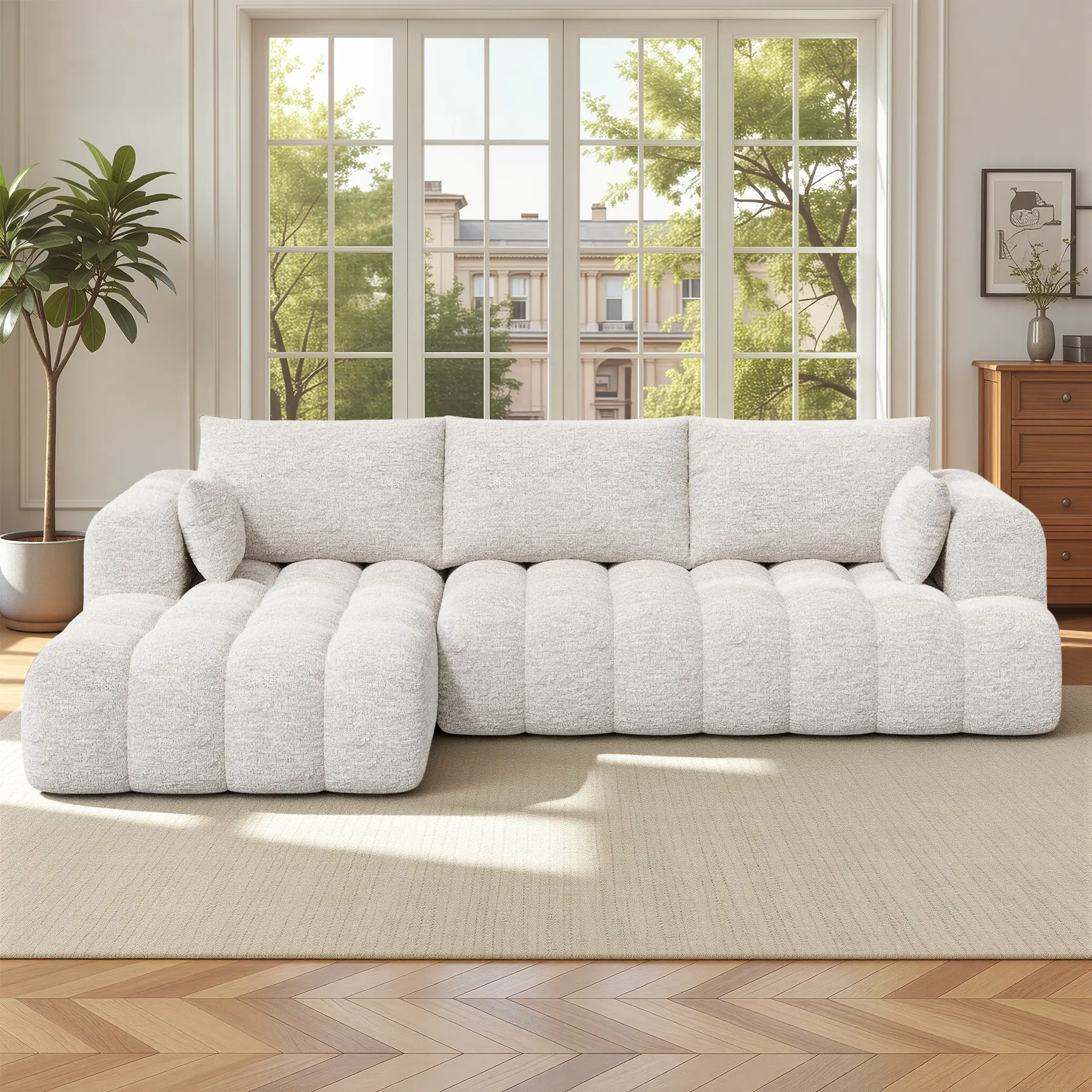 108” Boneless Couch, Cloud Couch with L-Shape Chaise, Modular Sectional Sofa with Oversized Deep Seat,Couch for Living Room Bedroom,No Assembly Required,dorm essentials,home decor