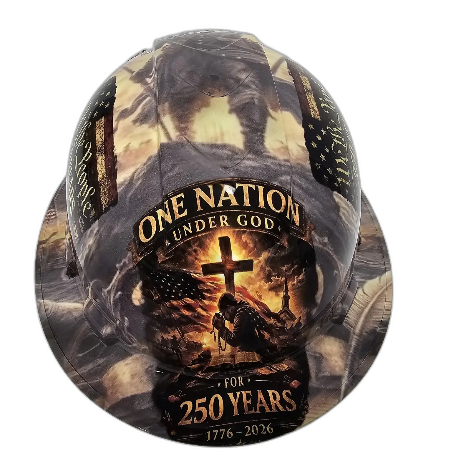 America 250 Years Patriotic Art - Custom Hydro Dipped Full Brim Hard Hat
