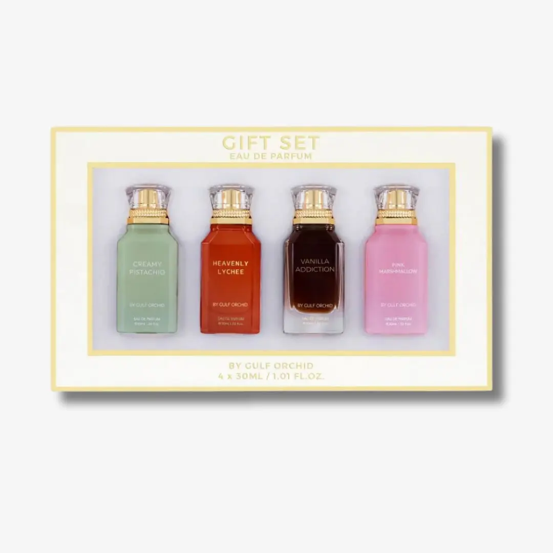 Gulf Orchid Flirt Edition Gift Set 4 EDP x 30ml Creamy Pistachio + Heavenly Lychee + Vanilla Addiction +  Pink Marshmallow