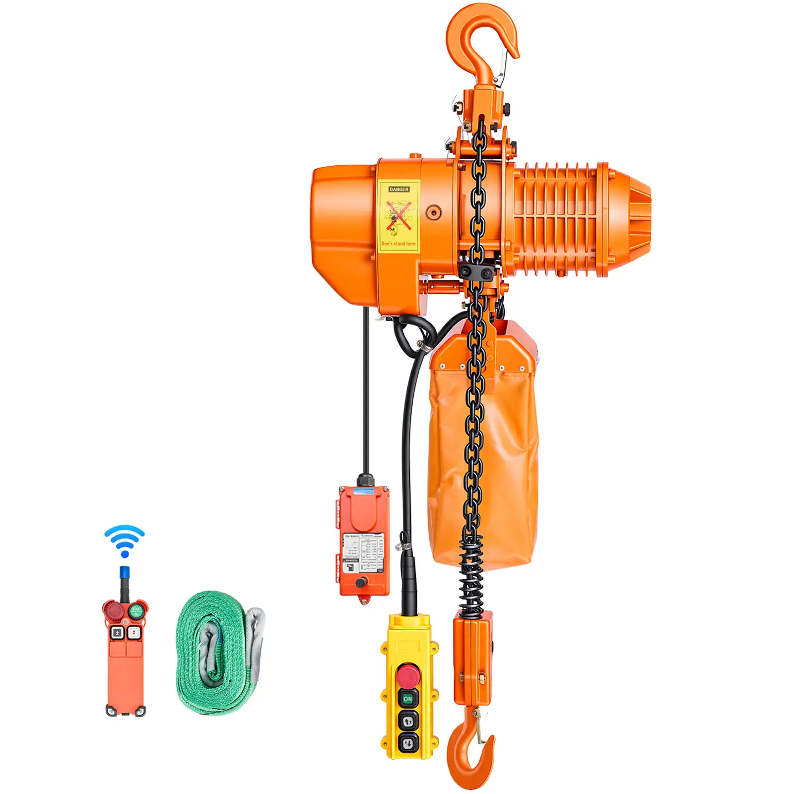 【summerfinds】VEVOR 2200 lbs Electric Chain Hoist, 20 ft Lifting Height, Three-Phase Overhead Crane with 328 ft Wireless & 15 ft Wired Remote Control, Double G80 Chain Hoist for Factories, Warehouses, Garages