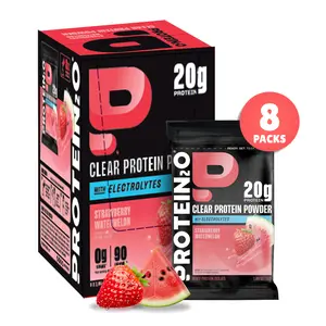 Protein2o 20g Whey Protein Isolate Clear Protein Powder, 370mg of Electrolytes, Vitamins B5 & B6, Sugar Free, Orange Mango, 8-Pack