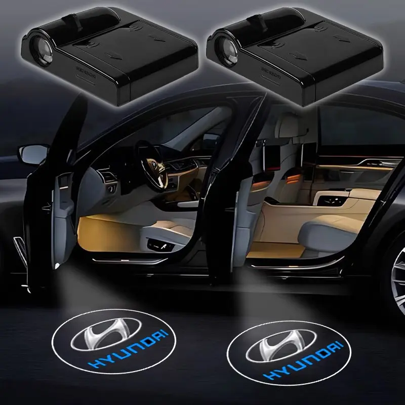 2PC Led Car Door Welcome Light Logo Shadow Projector Laser Lamp Led Car Lights For Hyundai Elantra Kona i10 i20 i30 ix25 ix35 Tucson N Line Accessories