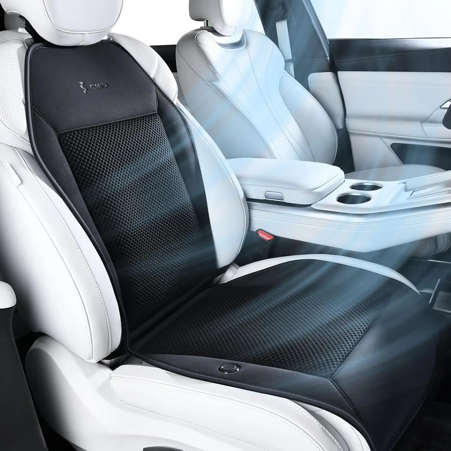 Upgraded Cooling Car Seat Cover Front Seat with Blowing&Suction, 12V-24V Ventilated Car Seat Cushion with 8 Turbo Fans( and 2 Turbo Fans), 3-Speed Adjustable Universal Fit Breathable Car Cushion for Summer Driving-Gray