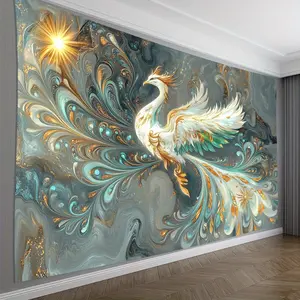 3D White Phoenix Wall Tapestry with Golden Accents – Vibrant Swirling Design, Polyester Fabric, Perfect for Living Room, Bedroom, Office, or Party Decor – Unique Gift Idea, Living Room Decor |       Ornate Phoenix Design |       Intricate Craftsmanship