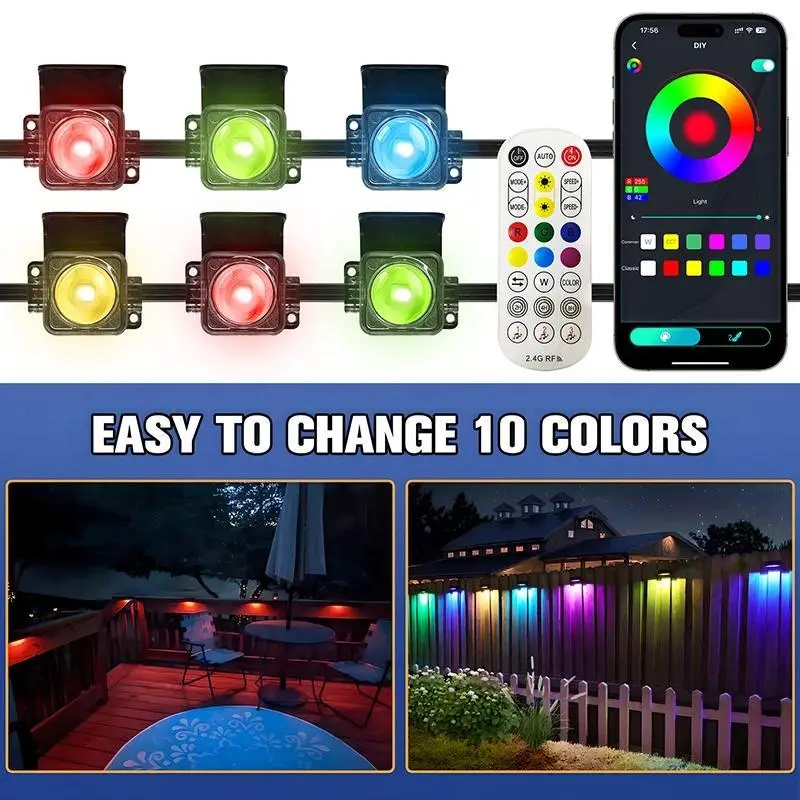50ft black eave light Permanent Outdoor Lights with 72 RGBCW LED Smart Eave Lights 90lm Black IP67 Waterproof 100 Scenes Modes Led Landscape Spotlights