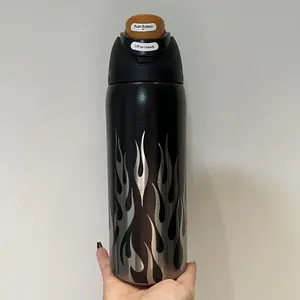 Owala 32oz Black Flame Insulated Water Bottle, Stainless Steel Tumbler, Leakproof FreeSip Lid, 24H Cold, BPA-Free | Viral Aesthetic Tumbler, Perfect for Streetwear & Night Out | Ideal for Gym & Daily Use