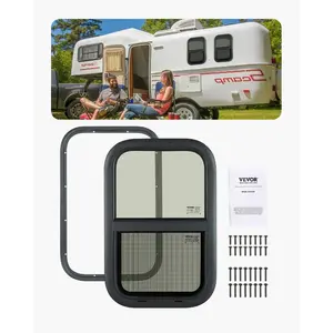 VEVOR Vertical RV Window, 12 Wx 24 H Tinted Sliding RV Window with Net Screen Trim Ring, Fit 15/16 - 1 3/4 Thickness Wall, RV Window Replacement for Teardrop Cargo Trailer Camper, DOT ApprovedVEVOR Super Brand Day