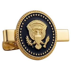 Presidential Seal 24K Gold Plated Deep Blue Tie Clip – Handmade Presidential Eagle Tie Bar for Men