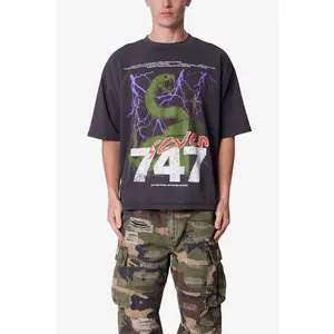 mnml Snake 747 Printed Tee - Washed Black