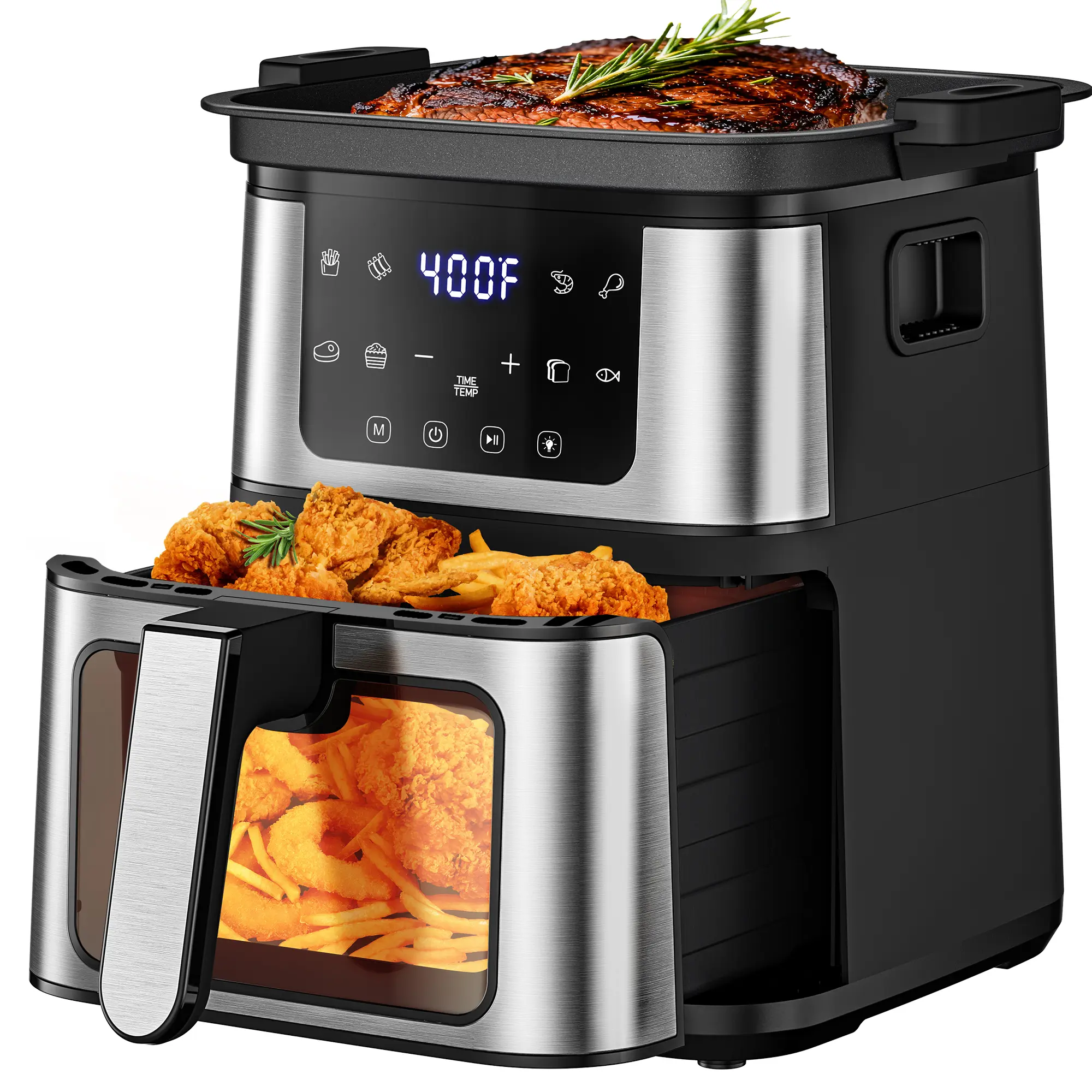 Air Fryer Oven, 8-in-1 7.5Qt Multifunction Air Fryer with Digital LED Touch Screen, 8 Preset Cookings, Dishwasher-Safe Basket, 95% Less Oil, Nonstick Dishwasher-Safe Basket, 100Pcs Liner Household Appliances Cooker