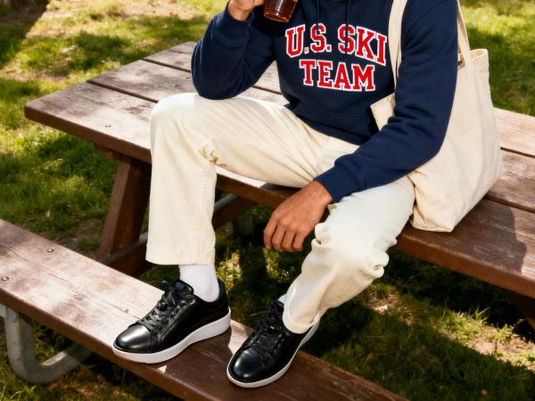 Bruno Marc Men's Fashion Sneakers - Black Leather with White Sole, Stylish Design, Comfortable Fit