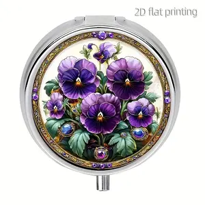 Flower Pill Box, 3 Compartment Floral Mini Pill Case, Wallet Pill Holder, Travel Portable Pill Container, Unique Halloween Christmas Gift