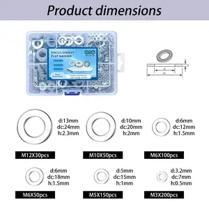 580PCS Galvanized Flat & Lock Washers Assortment Kit, Heavy Duty Anti-Rust Hardware Set with Storage Box for Home Garage Bolt Repair